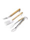 Set of 3 Nordic BBQ Tools Lacor – Stainless Steel Wooden Handle & Leather Cord