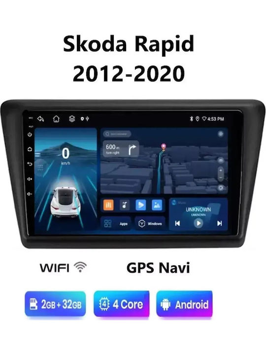 Car Audio System for Skoda Rapid 2012-2020 (Bluetooth/USB/WiFi/GPS/Apple-Carplay/Android-Auto) with Touch Screen 9"