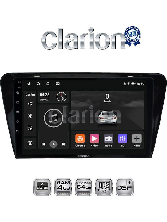 Clarion Ηχοσύστημα Αυτοκινήτου για Skoda Octavia 2013> 2020 (Bluetooth/USB/WiFi/GPS/Apple-Carplay/Android-Auto)