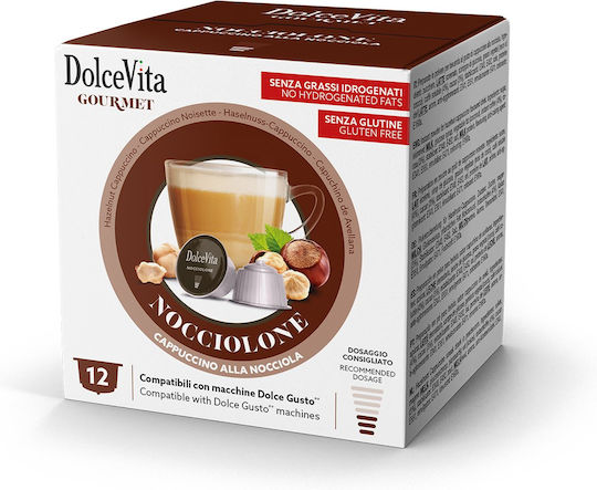 Κάψουλες Dolce Gusto Συμβατές Dolce Vita Nocciolone Φουντούκι 12 Τεμάχια