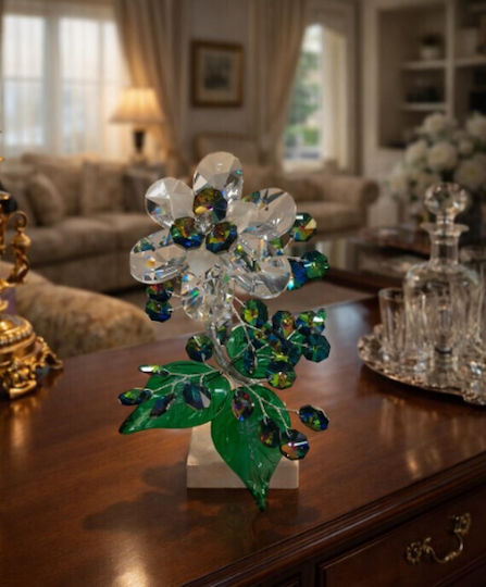 Decorative Crystal Flower Bonsai De Cristal Green Marble Base 10x8x18cm Galifas 9126120 Galifas