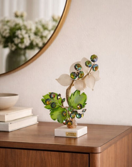 Decorative Crystal Flower Bonsai De Cristal Green Marble Base 10x6.5x19cm Galifas 9126112 Galifas