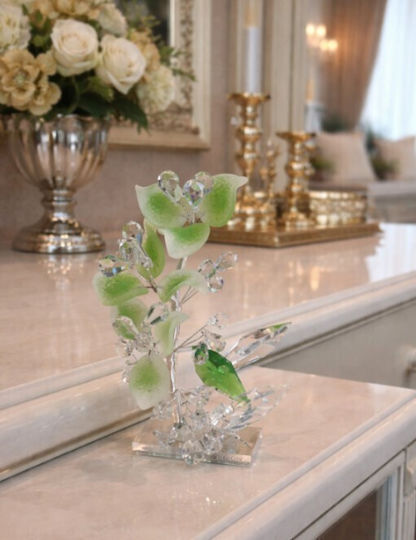 Decorative Crystal Flower Bonsai De Cristal Green Crystal Base 10x4.5x18cm Galifas 9125901 Galifas