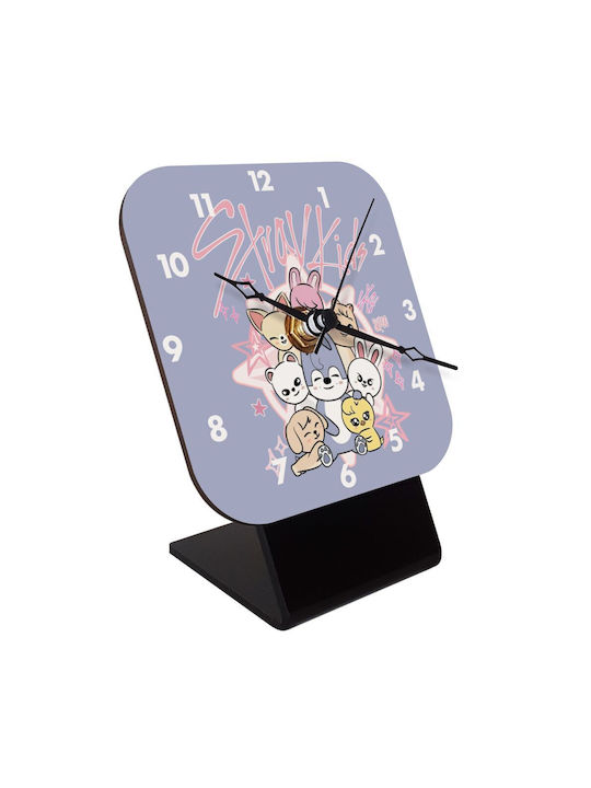 Stray Kids Pink Tabletop Clock Wooden Indicators 10cm