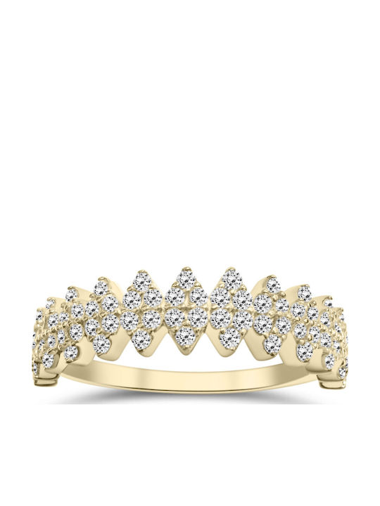 Chrilia Damen Ring Halbring mit Zirkonia aus Gold 14K