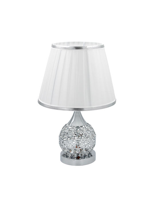 Keskor Metal Table Lamp for Socket E27 with Silver Shade and Base