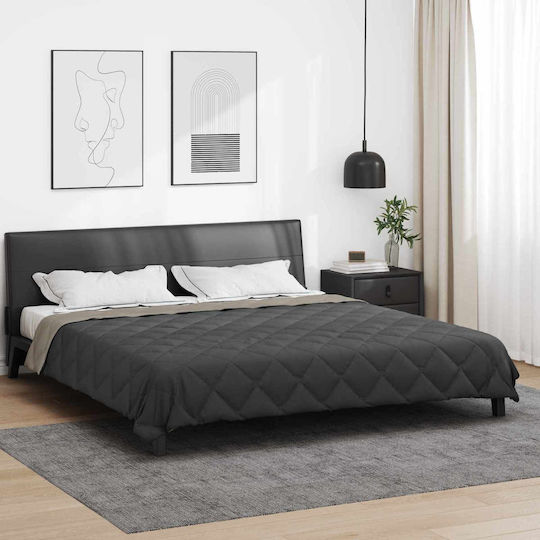 vidaXL Παπλωματοθήκη Διπλή 200x200 Ανοιχτό Γκρι, Ανθρακί