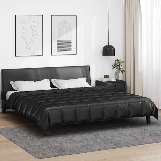 vidaXL Double Bed Blanket 220x240 cm Black