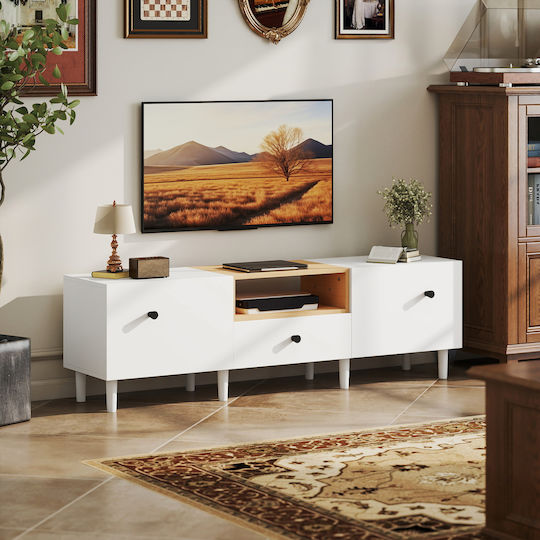 TV Stand White and Wooden Colour M150xD35xH45cm