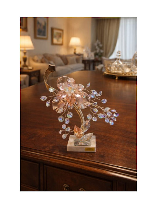 Decorative Crystal Flower Bonsai De Cristal Pink Marble Base 14x7x27cm Galifas 9126421 Galifas
