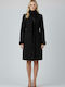 Women's Black Coat with Fur Details