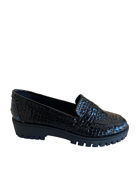 Δερμάτινα Γυναικεία Loafers σε Μαύρο Χρώμα