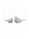Artekko Melania Decorative Ceramic Birds White Blue 20.3x8.9x11.5 Cm 2pcs
