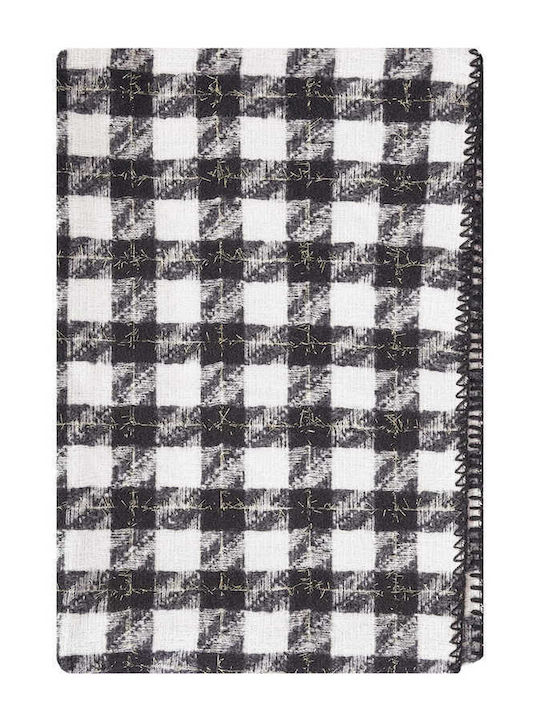 Celestino Women's Wool Scarf Checked With Metallic Details Black