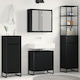 vidaXL Countertop with Sink, Mirror & Column Black Beech
