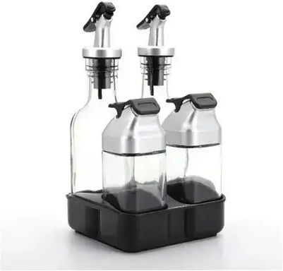 Set of 5 General Use Glass Jars with Lid and Stand 5 Pieces