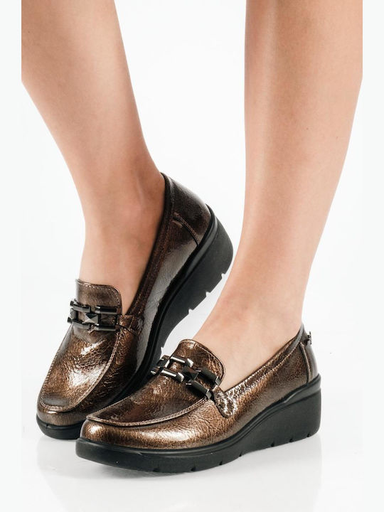 B-Soft Λουστρίνι Γυναικεία Loafers σε Καφέ Χρώμα
