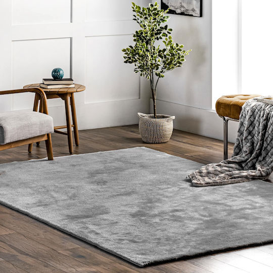 Deluxe Rug Rectangular Furry Gray