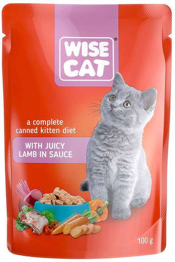 Wise Cat Wet Food for Young Cats in Pouches with Lamb and Meat 5x100gr