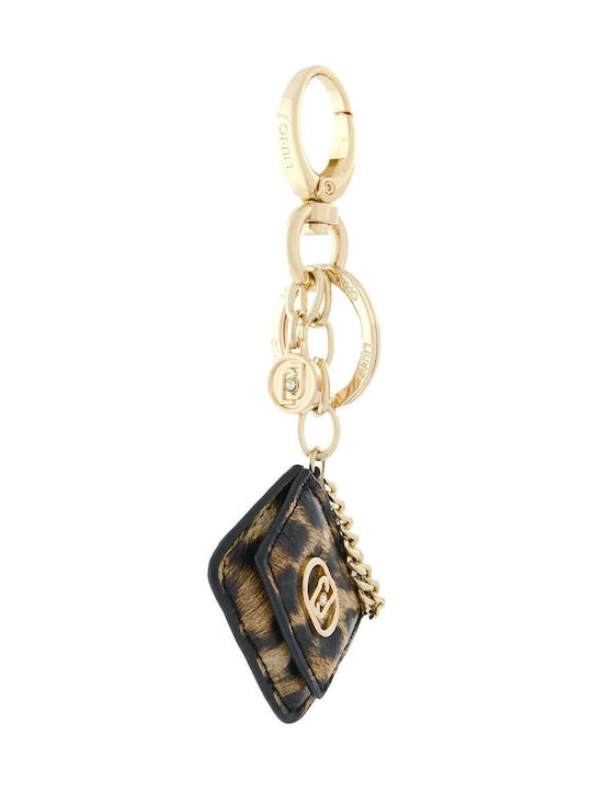 Liu-Jo Metallic Leopard Beige-Brown Bag Keychain Logo