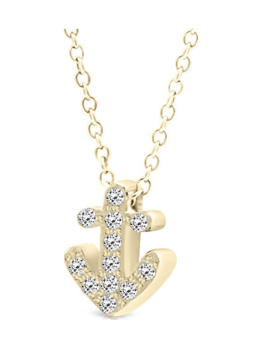 Necklace Anchor from Gold 9 K with Zircon