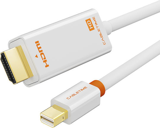 Cabletime Cable DisplayPort male - 1m White (CT-AV588-03G-W1-100)