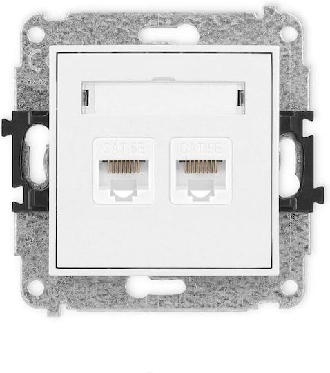 Icon Dual Computer Socket Mechanism 2xrj45 Cat 5e 8-pin White Igk-2