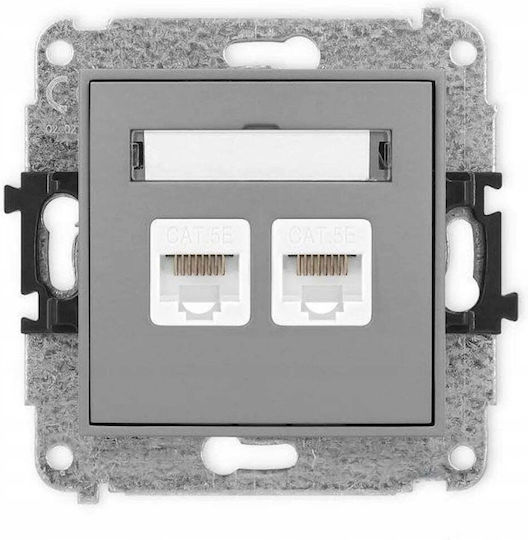 Icon Dual Computer Netzwerksteckdose Mechanismus 2xrj45 Cat 5e 8-polig Matt Grau 27igk-2