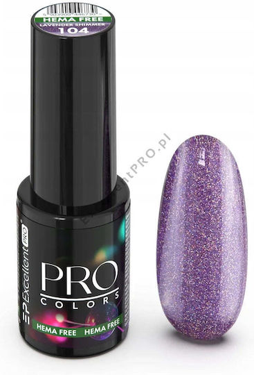Excellent Pro Semi-Permanent Nail Polish 104 Lavender Shimmer with Glitter Cat Eye 7gr 1pcs