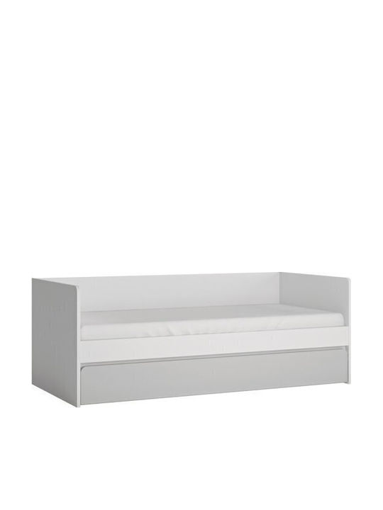 Kinderbett Einzeln mit Stauraum & Ausziehbett Weiß für Matratze 90x200cm