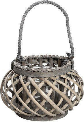 Espiel Floortop Wooden Lantern Brown 23x23x13cm