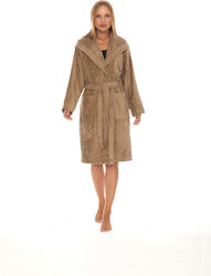 Homelovers Γυναικείο Μπουρνούζι με Κουκούλα Light Brown 350gr/m²