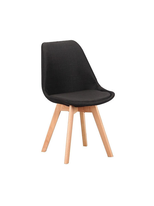 Billy Dining Room Fabric Chair Black 49x55x47cm
