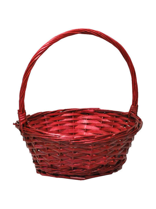 Ra-Ba Dekorativer Korb Korbweide mit Griffen Rot 28.5x29x33cm