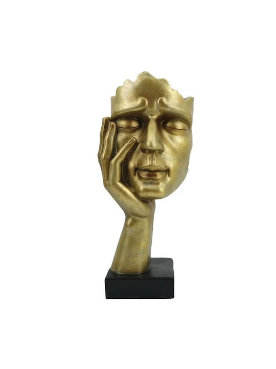 Decorative Figure Gold Hand Face Black Base 13x10.5x29cm 15-50226 Marhome