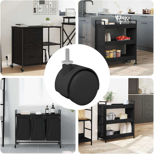 vidaXL Möbelrad Polypropylen Büro mit Rädern Schwarz und Silber 3,78x4x3,78cm 12 Stück