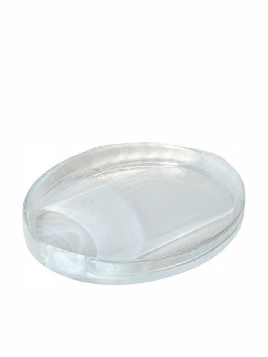 Plate Shallow Oval Glass White 15x12.5cm