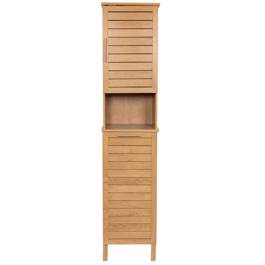 Eurocasa Банска Колона Mdf Кош За Мръсни Дрехи 1 Външна Рафт 2 Вътрешни Рафта 38x36x173см Кафява 9748