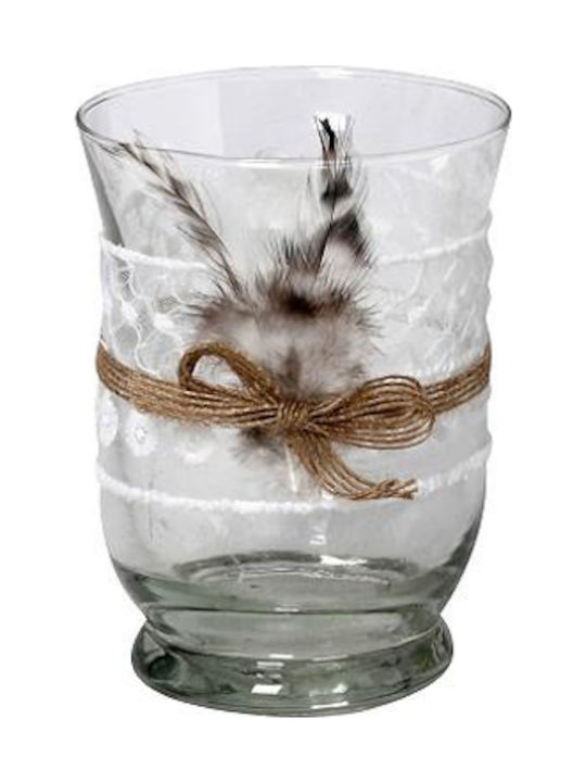 Espiel Feather Candle Holder suitable for Tealights Glass in Transparent Color 7.5x9x9cm 1pcs