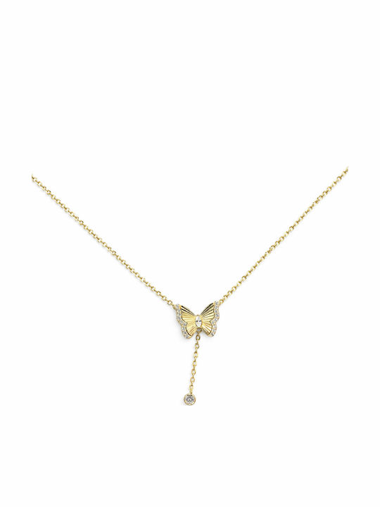 Necklace with design Butterfly from Gold Plated Silver