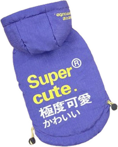 Denik Pets Purple Fleece / Waterproof / Windproof Dog Coat with Hood Medium with 29cm Back Length