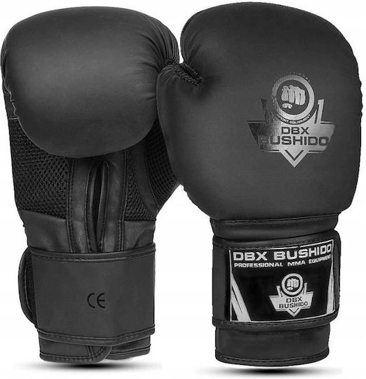 DBX Bushido Γάντια Πυγμαχίας από Συνθετικό Δέρμα για Αγώνα Μαύρα