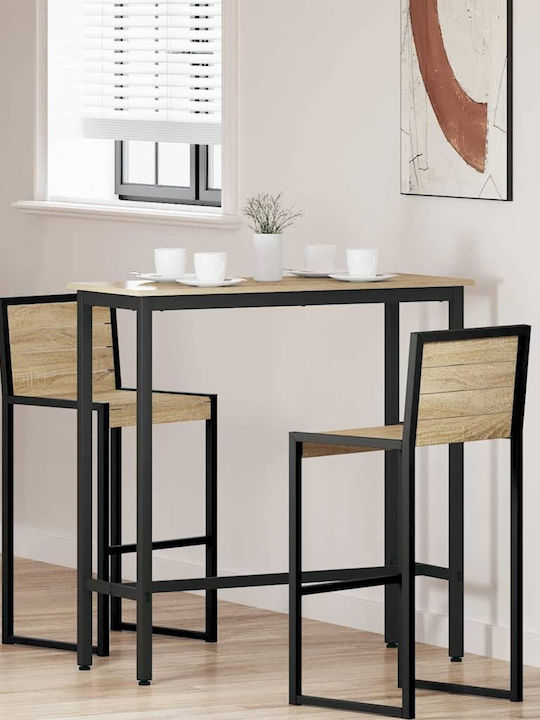 Table Bar Wooden with Metal Frame Coffee 100x40x100.5cm