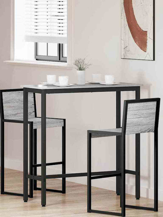 Table Bar Wooden with Metal Frame Gray 100x40x100.5cm