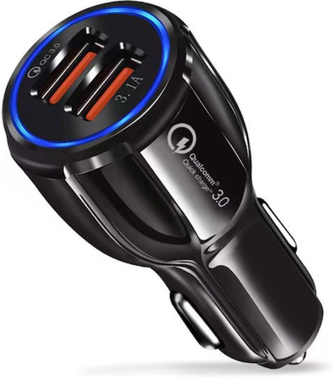 ATC Car Charger 15W 3A Fast Charging With Ports 2xUSB-A Black Colour
