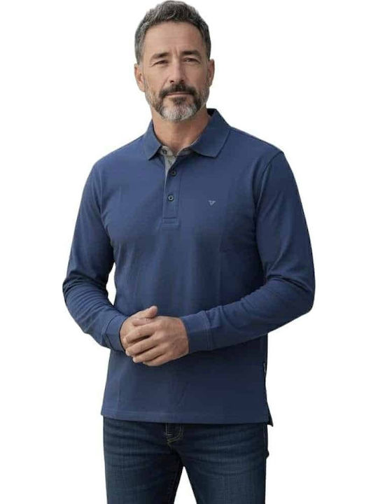 Frank Tailor Polo Μπλούζα Μακρυμάνικη Μπλε
