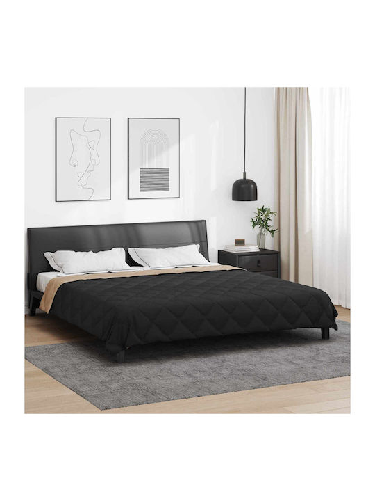 vidaXL Double Blanket 220x200cm Black and Tan
