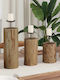 vidaXL Set of Wooden Candle Holders in Brown Colour 12cm 3 Pieces Various Colors