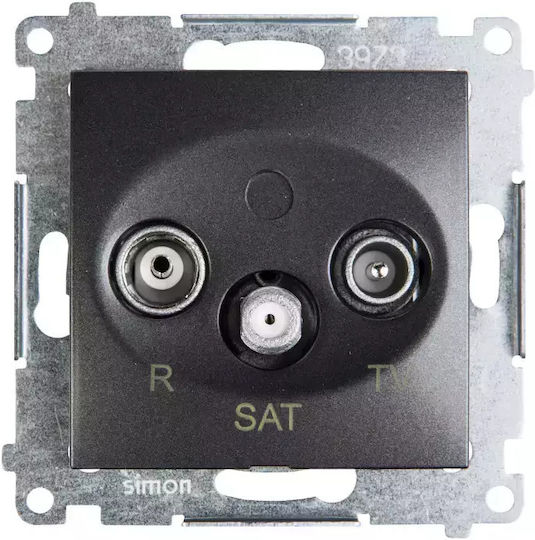 Kontakt-simon Priză Antenă Simon54 Rtv Sat Capăt Antracit Dask 01/48