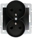 Kanlux Mowion Logi 02-1253-142 Matt Black French Power Socket Double Grounding